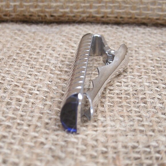 Vintage Anson Silver & Blue Acrylic Tie Bar - Picture 6 of 10